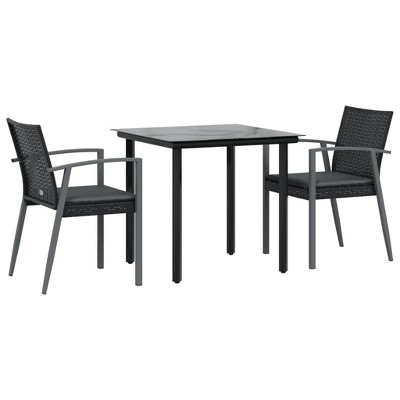 Vidaxl 3-piece Outdoor Patio Dining Set With Cushions - Poly Rattan And ...