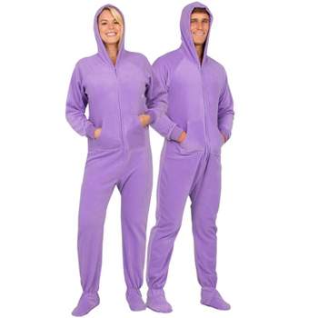 Footed Pajamas - Family Matching - Purple Rain Hoodie Fleece Onesie For Boys, Girls, Men and Women | Unisex