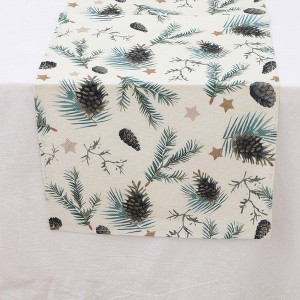 Unique Bargains Table Runner Rectangular Winter Christmas Pattern 24 Linen Colorful 1 Pc - 1 of 3