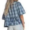 Women's Gauze Plaid Bow Blouse - Blue Buttercup - 2 of 3