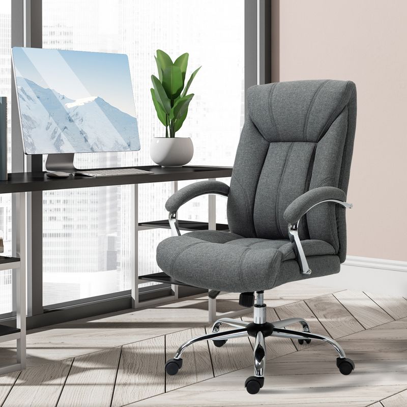 Vinsetto High Back Home Office Chair, Computer Desk Chair with Lumbar Back Support and Adjustable Height, gray, 4 of 8