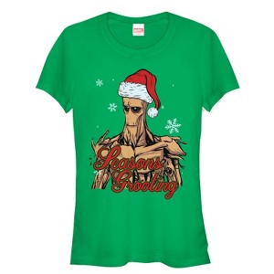 Juniors Womens Marvel Christmas Guardians of the Galaxy Groot Seasons T-Shirt - 1 of 3