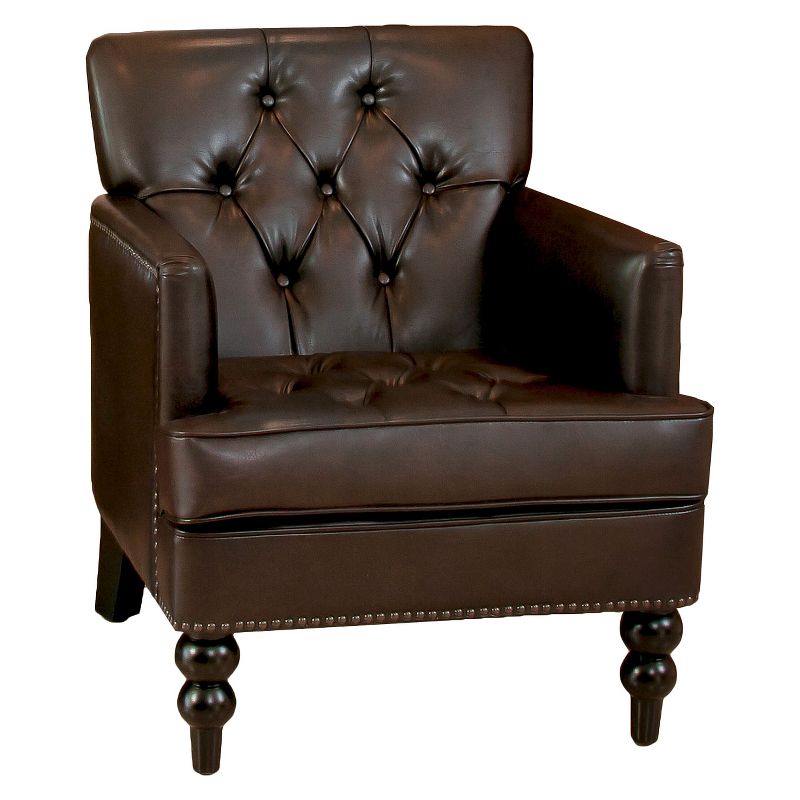 Malone Leather Club Chair Brown - Christopher Knight Home, 1 of 12