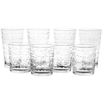 Gibson Home Canton 16 Piece Embossed Square Glassware Tumbler Set