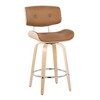 26" Faux Leather Padded Mid-Century Modern Counter Stool with Swivel and Round Metal Footrest for Kitchen Island or Home Bar, Set of 2 - 2 of 4
