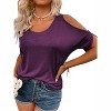 Imily Bela Casual Cold Shoulder Shirt for Women Loose Short Sleeve Scoop Neck Summer Top - 3 of 4