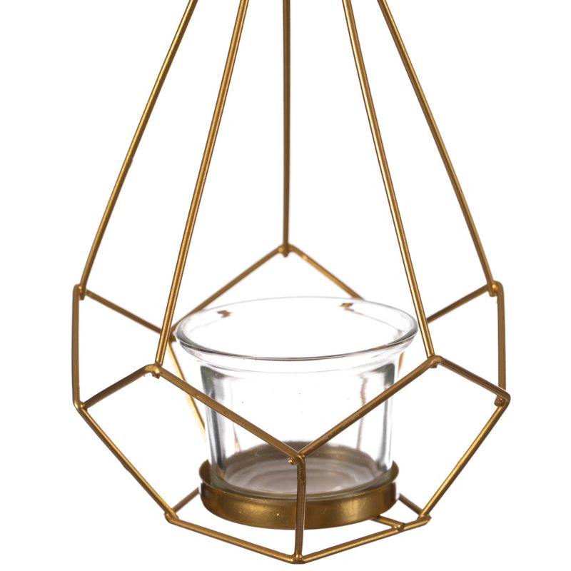Fabulaxe Geometric Free Swinging Votive Candle Holder Decorative Modern Hanging Lantern Tabletop Centerpiece, 3 of 8