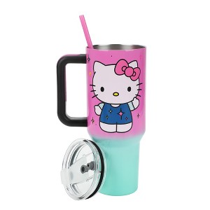 Hello Kitty Never Lose Your Spark 40 Oz Pink & Green Ombre Stainless Steel Tumbler With Handle - 1 of 4