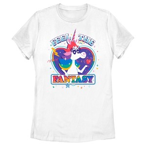 Women's Inside Out Rainbow Unicorn Feel the Fantasy T-Shirt - 1 of 4