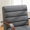 30.3" PU Swivel Armchair with Wood Armrests and Tufted Design - 3 of 4