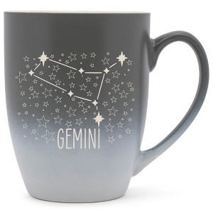100 North Zodiac Design 10 Ounce Gray and White Two Toned Ombre, Comfortably Fits Your Hands, Ceramic Tea Coffee Cup Mug, Gemini - 1 of 1
