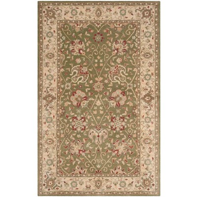 Sage and Beige Hand Tufted Wool Area Rug
