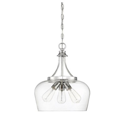 Savoy House Octave Satin Nickel 3-Light Pendant with Clear Glass Shade