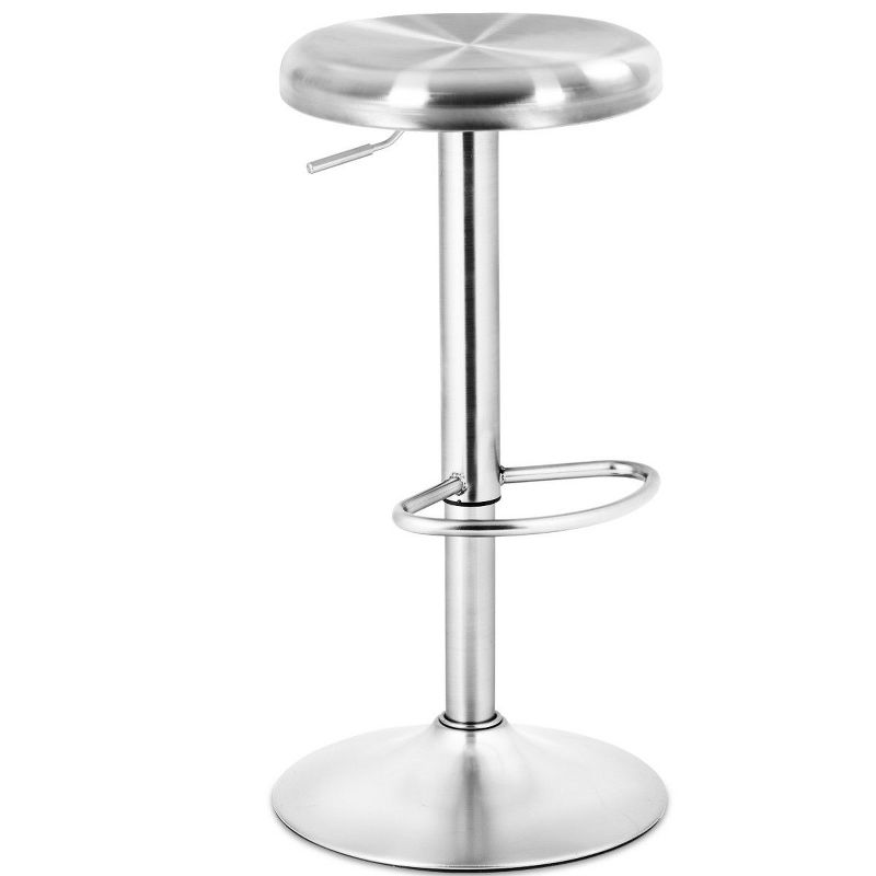 Costway 2 Pcs Brushed Stainless Steel Swivel Bar Stool Seat Adjustable Height Round Top, 5 of 10