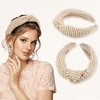 Unique Bargains Women's Bohemian Style Knotted Straw Rattan Sponge Headband Black Beige 2 Pcs - 3 of 4