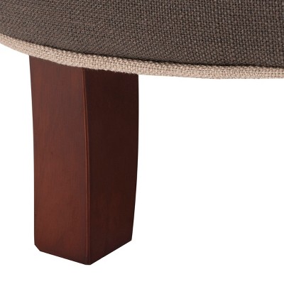 Amelia Gray Tufted Round Storage Ottoman with Oak Legs