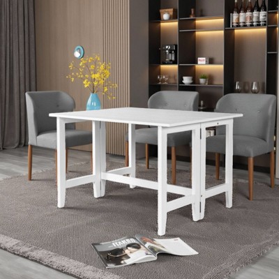 SEVOBAL Folding Tables Wood Extendable Dining Table Foldable Dining Table, Modern Farmhouse Dining Room Folding Table White, 47"*36"*30"