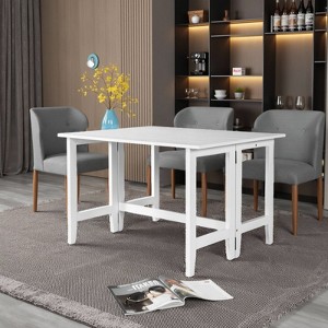 SEVOBAL Folding Tables Wood Extendable Dining Table Foldable Dining Table, Modern Farmhouse Dining Room Folding Table White, 47"*36"*30" - 1 of 4