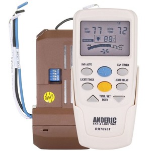 Anderic CHQ7096TKIT Universal Ceiling Fan Remote Control Add-on Kit for 3-speed AC Fans – Includes RR7096T Thermostatic Remote & UC7067FCRX Receiver - 1 of 3
