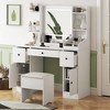 NicBex Vanity Desk with Mirror and Lights Makeup Vanity with LED Adjustable Light and  Oversized Mirror, Drawers and Cabinet for Bedroom, White - 3 of 4