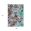 Silver Blue And Purple Geometric Washable Indoor Outdoor Area Rug - 3 of 4