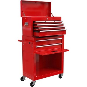 8-Drawer Metal Rolling Tool Cabinet - Red, High-Capacity & Mobile, for Workshop/Garage - 1 of 4
