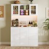 71" Tall Kitchen Pantry Cabinet with LED Lights & Power Outlets, Microwave Stand with Glass Door, Adjustable Shelves, 3 Drawers, Handless Design - 3 of 4