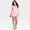 Women's Ribbed Long Sleeve Shirt and Shorts Pajama Set - Auden™ - 3 of 3