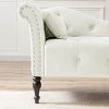 60.6" Velvet Chaise Lounge (Left Arm) - Tufted Button & Nailhead Trim Design with Solid Wood Legs & Included Pillow, 300lb Capacity - 3 of 4