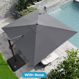 Crestlive Products 11FT Square Cantilever Umbrella Outdoor 360 Degree Rotation Offset Umbrella 6 Heights Adjustable with Base - 1 of 4