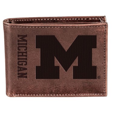 Evergreen University of Michigan Crazy Horse Collection Bi-Fold Wallet