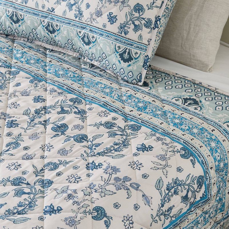 3pc Olden Printed Vintage Quilt Bedding Set Blue - Patina Vie , 6 of 9
