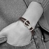Black Bow Jewelry Stainless Steel & Braided Brown Leather Fancy Hook Bracelet, 8 Inch - 3 of 4