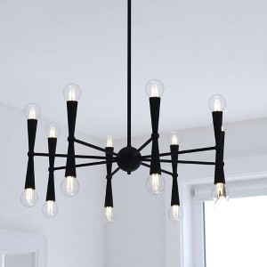 VAXCEL Drake Matte Black Mid-Century Modern 16 Light Chandelier Light Ceiling Fixture - 1 of 4