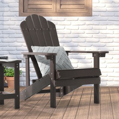 Sonkuki Faux Wood Adirondack Chair with High Back and Wide Seat