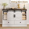 Farmhouse 4 Drawer Dresser for Bedroom, 45" Wood Dressers with Sliding Barn Doors, TV Stand with Large Drawers & Bar Handles - 3 of 4