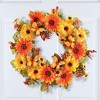 Collections Etc Colorful Artificial Autumn Floral Butterfly Wreath 17" x 17" x 4.25" - 2 of 2