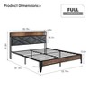New King Size Bed Frame with Charging Station, with Button Tufted Fabric Headboard, Storage Shelf, Metal Slats - 2 of 4
