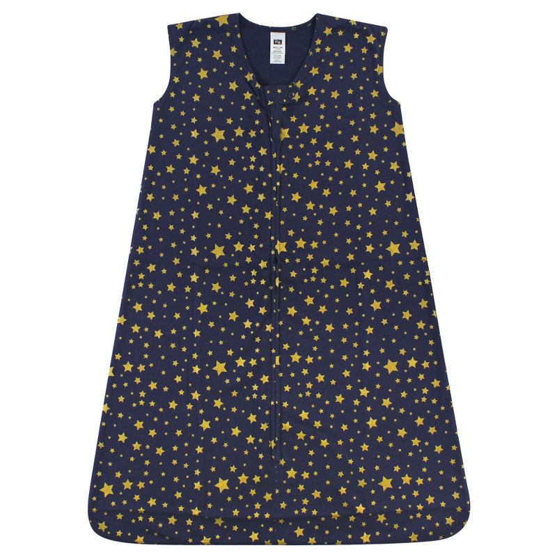 Hudson Baby Infant Cotton Sleeveless Wearable Sleeping Bag, Sack, Blanket, Gold Navy Star, 1 of 3