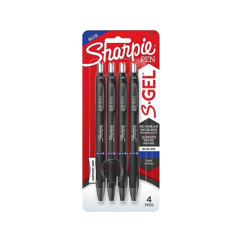 Sharpie S-Gel Retractable Gel Pen Fine Point Blue Ink 4/Pack (2116200), 1 of 7