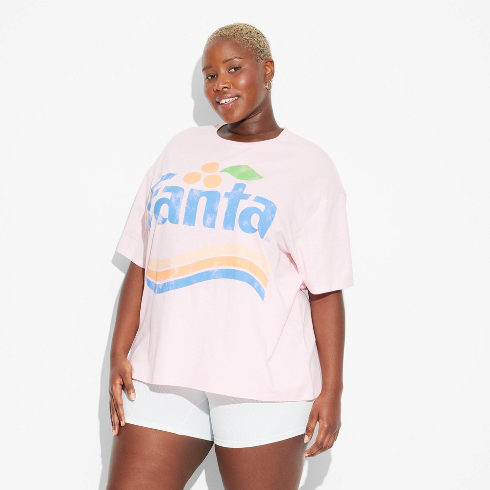 Women's Fanta Oversized Short Sleeve Graphic T-Shirt - Pink 3X