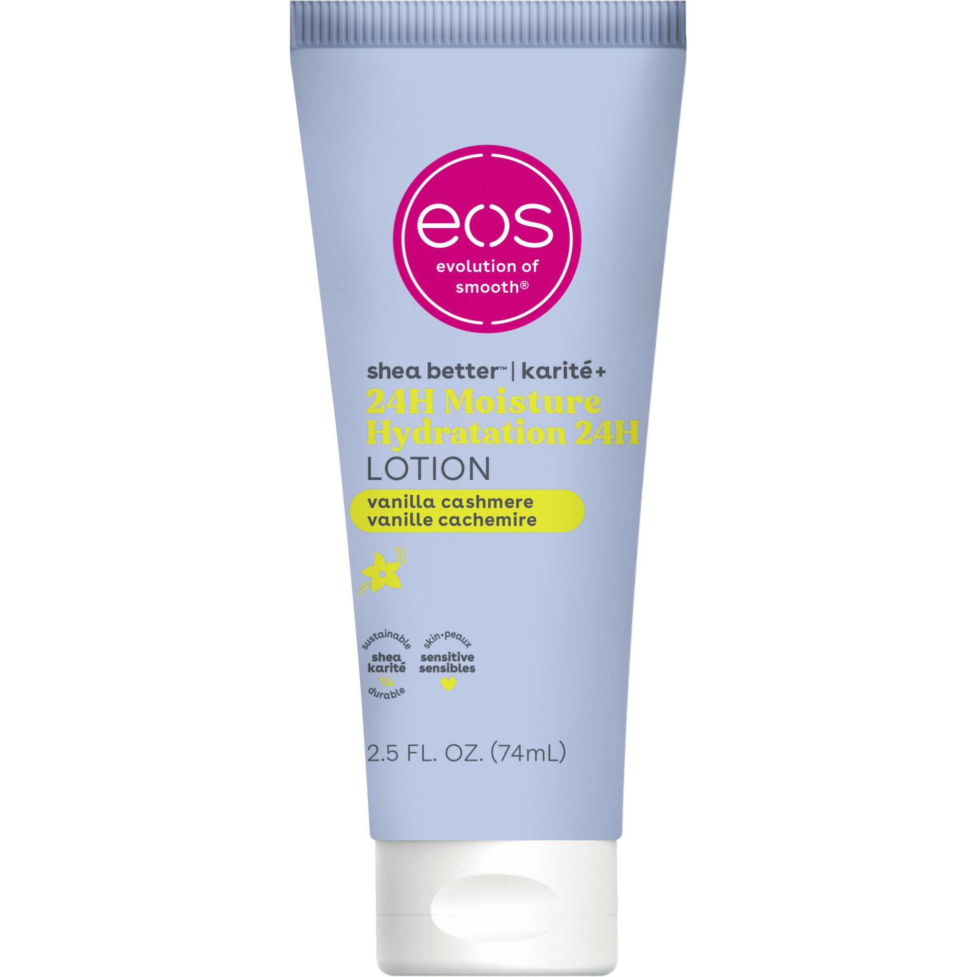 eos Mini Body Lotion - Vanilla Cashmere - Travel Size - 2.5 fl oz: Moisturizing, Whole Body Application, Bottle, Normal Skin