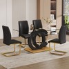 NicBex 5 PCS/7 PCS Dining Table Set,Tempered Glass Dining Table with Black MDF OC Shaped Bracket,4/6 PU Chairs for Kitchen/Apartment - 2 of 4