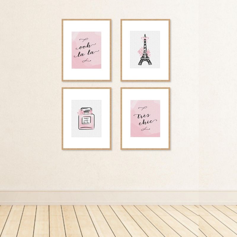 Big Dot of Happiness Paris, Ooh La La - Unframed Eiffel Tower Nursery and Kids Room Linen Paper Wall Art - Set of 4 - Artisms - 8 x 10 inches, 3 of 8