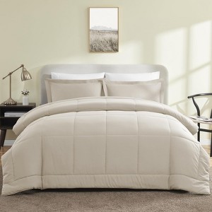BAGOKIE All Seasons 3 Pieces Comforter Set Box Stitched Bedding Set - 1 of 4