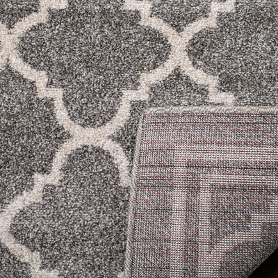 Gray Geometric Synthetic Easy Care Runner Rug 2'3" x 11'