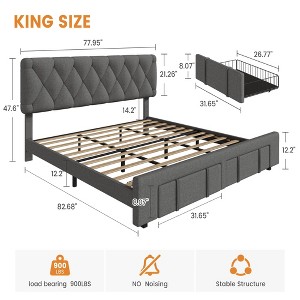 Velvet Platform Bed Frame with Storage Drawers, Full/Queen/King size, Mattress Foundation with Solid Wooden Slats Support, No Box Spring Needed - 1 of 4