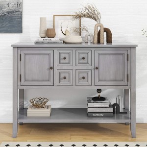 ORRD Console Table Buffet Sideboard Sofa Table with Storage Drawers Cabinets and Bottom Shelf（Lime White） - 1 of 4