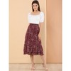 INSPIRE CHIC Women's Chiffon Elastic Waist Ruffle Tiered Flowy Midi Floral Printed Skirts - 2 of 4