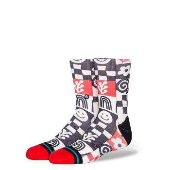 Stance Kids' Icon Crew Socks - Black/White/Red L